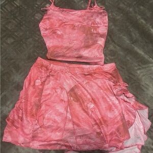 SHEIN Pink Tie-Dye Crop Top